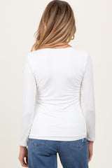 White Basic Scoop Neck Long Sleeve Maternity Top