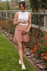 White Ribbed Sleeveless Mock Neck Maternity Top