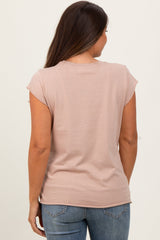 Taupe Soft Cap Sleeve Maternity T-Shirt Top