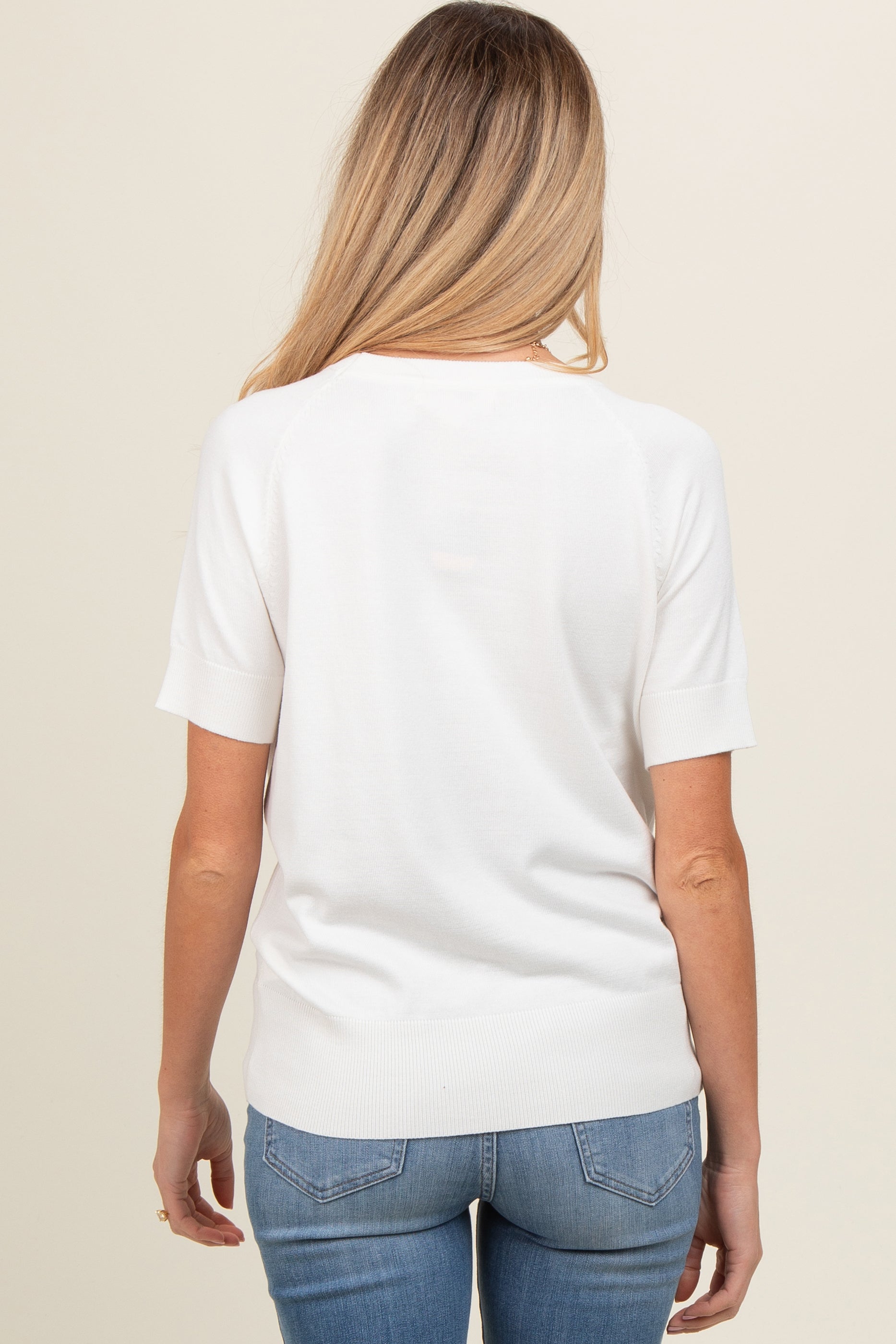 White Short Sleeve Knit Maternity Top